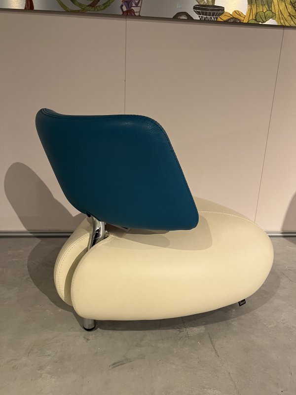 Leolux - Puppy Pallone Fauteuil in Leder Ivoire en Turquoise - Afbeelding 3