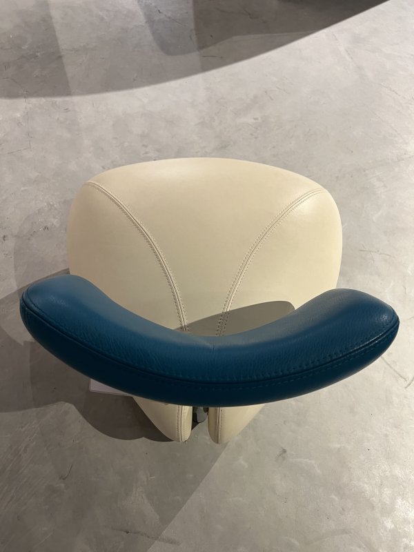 Leolux - Puppy Pallone Fauteuil in Leder Ivoire en Turquoise - Afbeelding 4